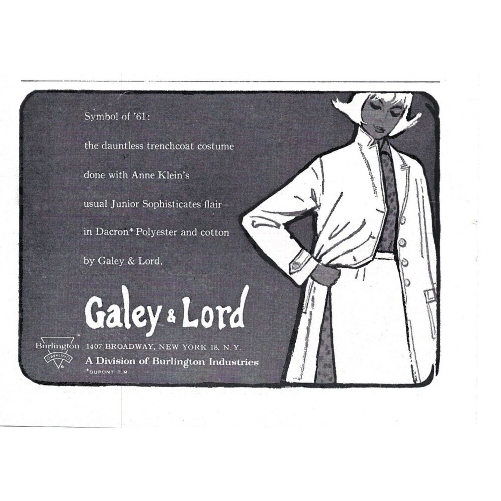 Galey Lord Burlington Industries Dacron Polyester Advertisement 1950s Vintage Pr